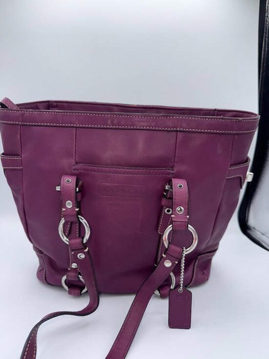 Brand New Coach Leather Gallery Tote / | Mercari Coach Purple Leather Shoulder Bag Silver Hardware Tote Purse